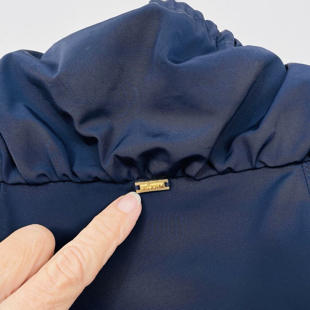St. John Funnel Neck Rain Jacket Windbreaker Size XL Navy Cowl Neck Lightweight - Picture 11 of 16